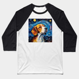 Beagle Portrait Painting in "The Starry Night" style Baseball T-Shirt